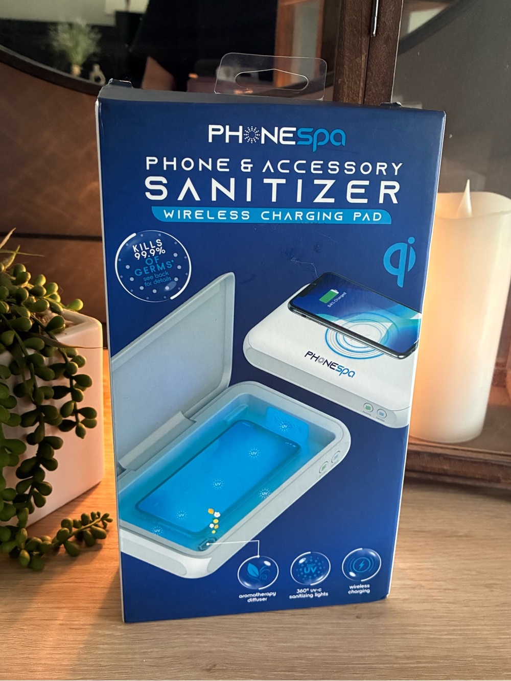 Phonespa Phone & Accessory Wireless Charging Pad and Sanitizer, NIB